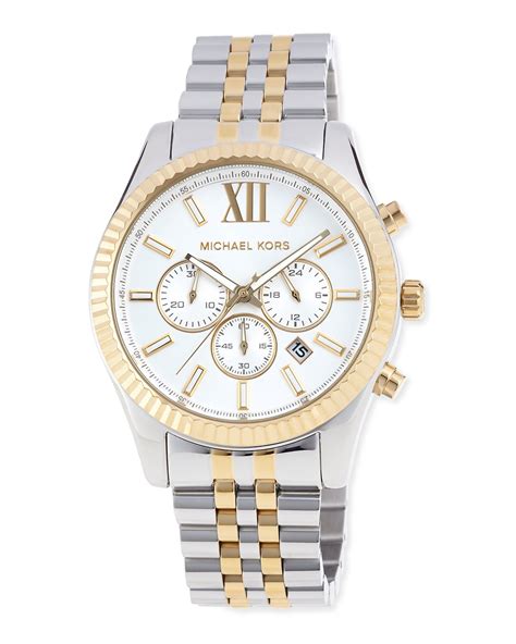 michael kors womens lexington silver watch|Michael Kors chronograph gold.